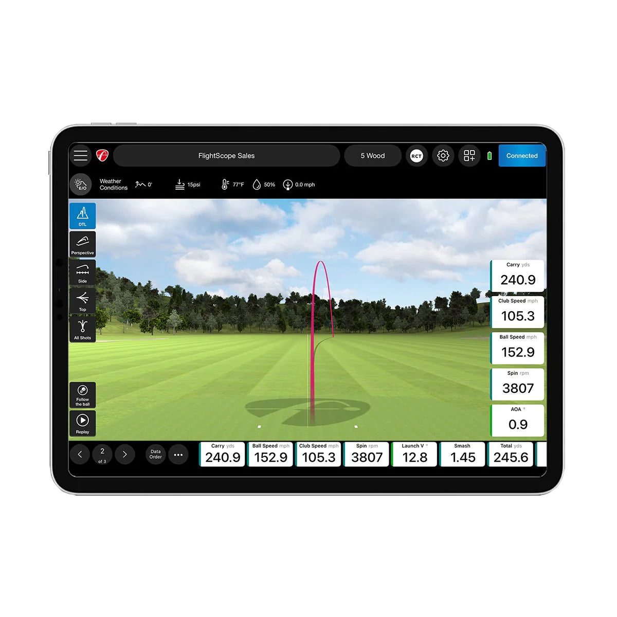 flightscope mevo plus launch monitor trajectory