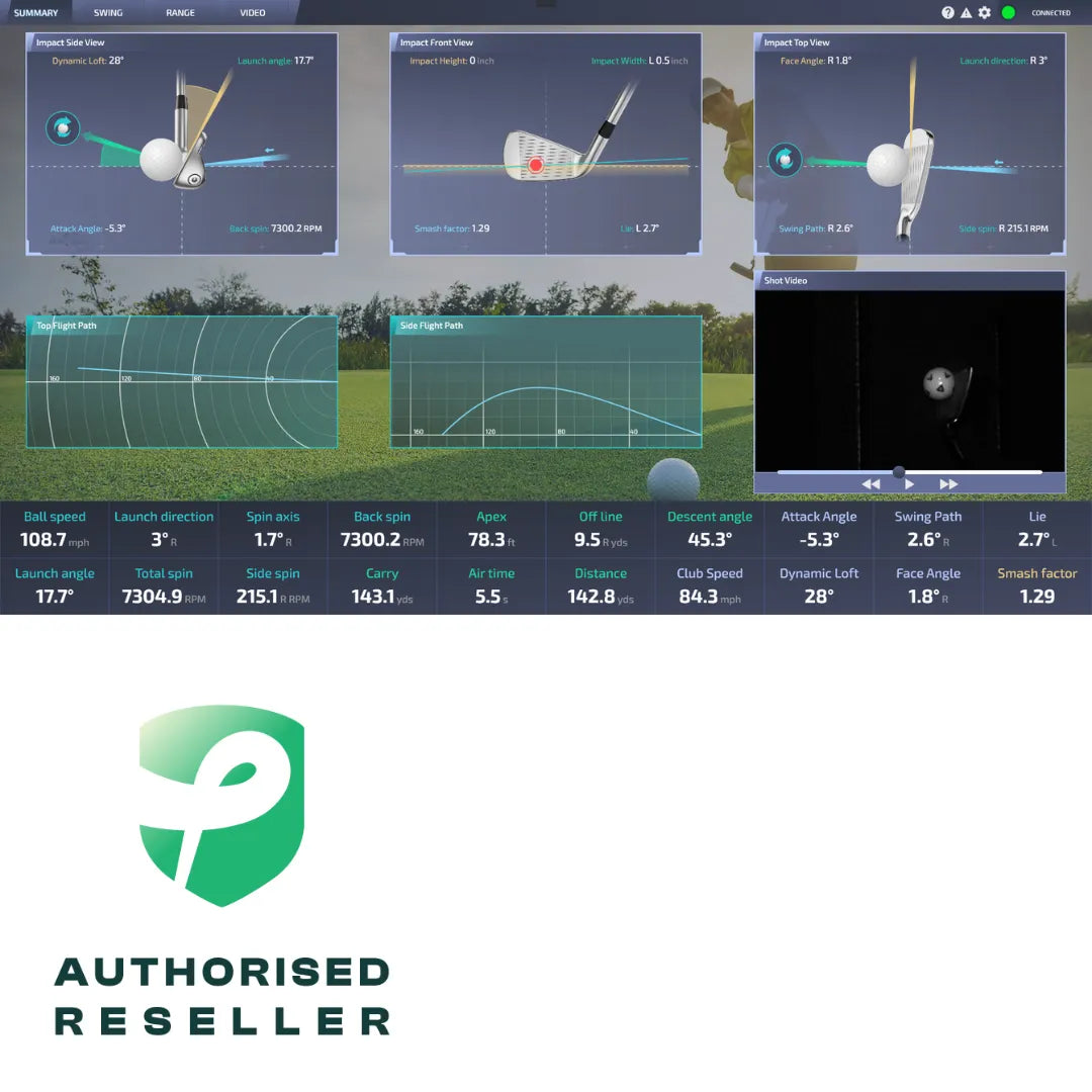 Golf simulator swing analysis screen