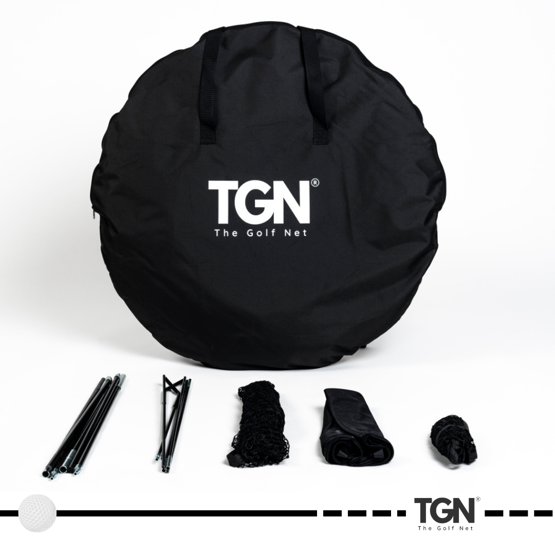 Portable golf cage with accessories